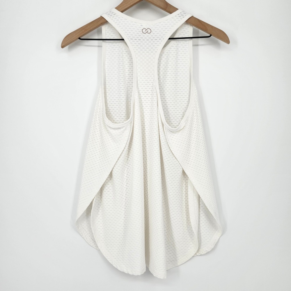 Calia NWT Pure White Overlap Hem Racerback Tank Womens Medium Activewear Workout - Picture 5 of 7